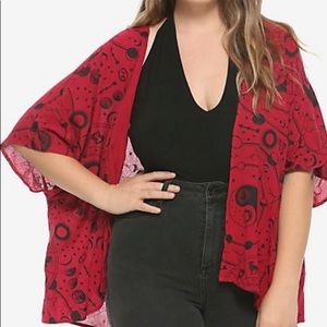 Plus Size 5X Hot Topic burgundy and black kimono